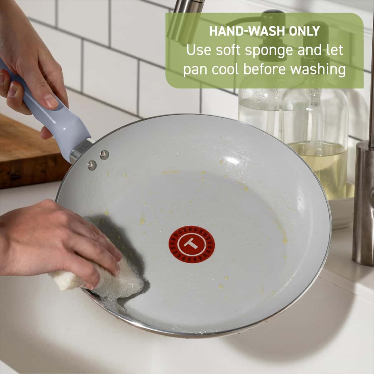 T-Fal Refresh Ceramic Pots and Pans Set, 20-Piece Nonstick Cookware Set, Stockpot, Griddle, Frying Pans, Utensils, Moon Grey