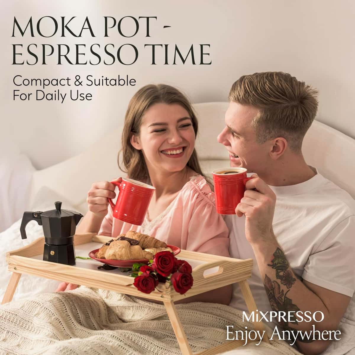 Mixpresso Black 3 Cup Moka Pot Cuban Coffee Maker, Moka Pot for Gas, Electric Stove Top, Classic Italian Coffee Maker, Stovetop Espresso Maker, Camping Pot Makes 3 Espresso Cup 5 Oz