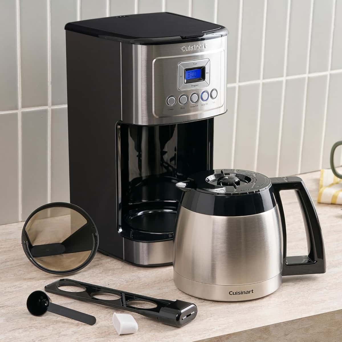 Cuisinart 12-Cup Coffee Maker, Programmable PerfecTemp Thermal Carafe Coffee Machine with 1-4 Cup Setting, Brew Strength Control and Brew Pause, Stainless Steel, DCC-3400NAS, Silver