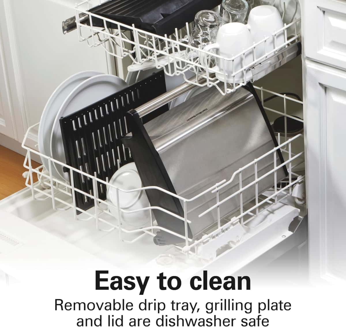 Hamilton Beach Electric Indoor Searing Grill with Adjustable Temperature Control to 450F, 118 sq. in. Surface Serves 6, PFAS-Free Removable Nonstick Grate, Stainless Steel (25360)