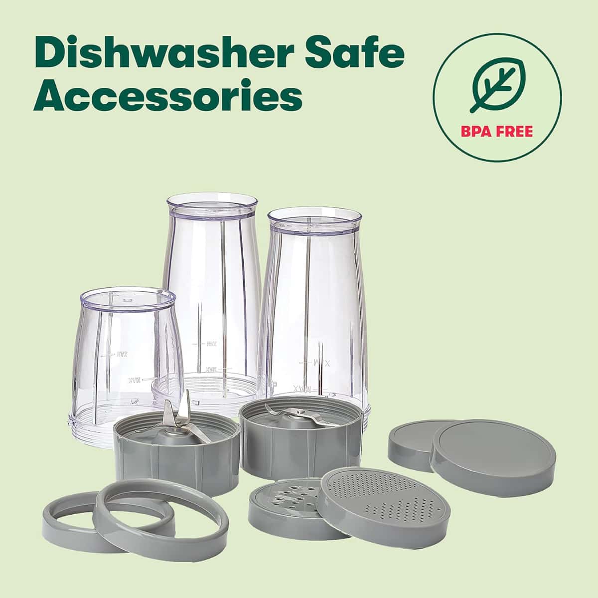 BELLA (13330) Personal Size Rocket Blender, Perfect for Smoothies & Healthy Drinks, Grinding, Chopping & Food Prep, 12 Piece Set, Stainless Steel/Chrome