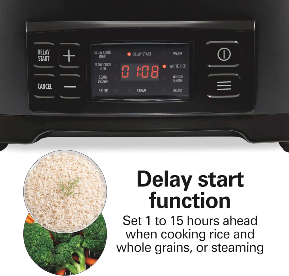 Hamilton Beach 6 Quart 9-in-1 Programmable Slow Cooker with Sear, Browning, Rice, Steam, Sauté, Roast Delay Start & Keep Warm Functions, Nonstick PFAS-Free Dishwasher Safe Crock, Black (33604)