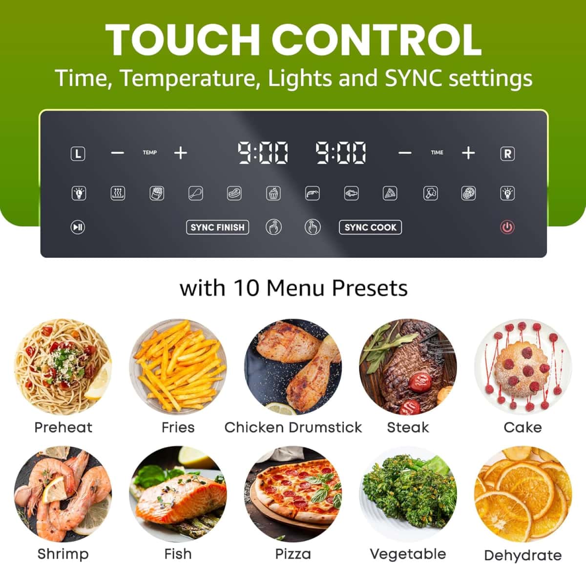 81e2N+2-++L._AC_SL1500_ Elite Gourmet EAF1055D Dual Zone Air Fryer Oven, 11QT. Capacity with Divider, Sync Finish, Dishwasher Safe Basket, 10 Preset Functions, 1600-Watts, with Recipe Booklet, Black