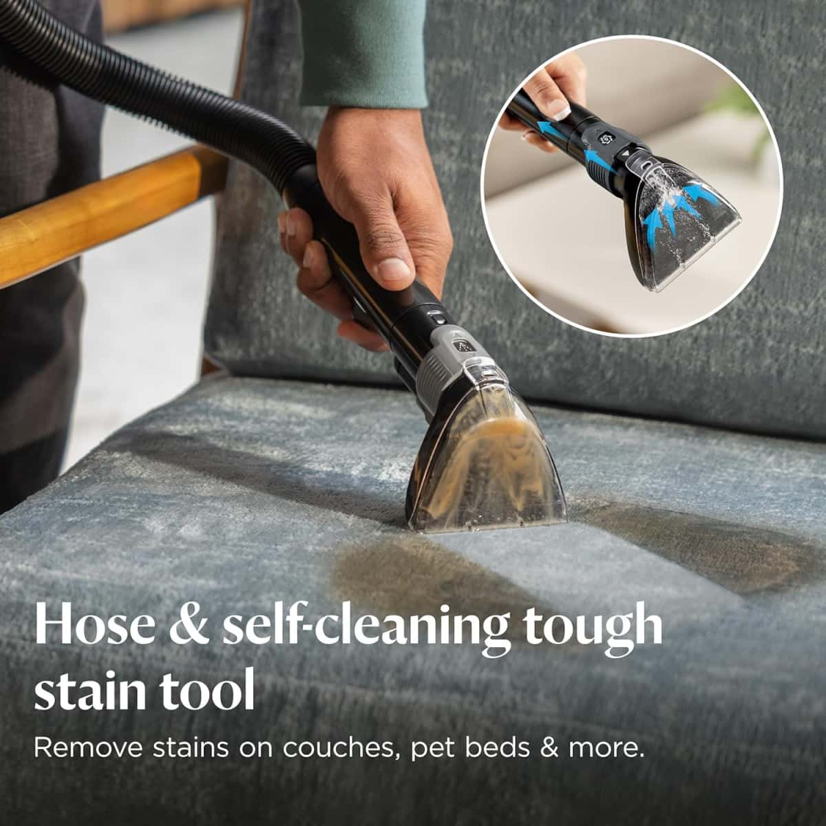 BISSELL Revolution HydroSteam Carpet Cleaner, Upright Deep Cleaner, HydroSteam Technology, 4-inch Self-Cleaning Tough Stain Tool & Formulas Included, 4123