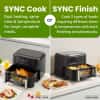 81gM5YcFO1L._AC_SL1500_ Elite Gourmet EAF1055D Dual Zone Air Fryer Oven, 11QT. Capacity with Divider, Sync Finish, Dishwasher Safe Basket, 10 Preset Functions, 1600-Watts, with Recipe Booklet, Black