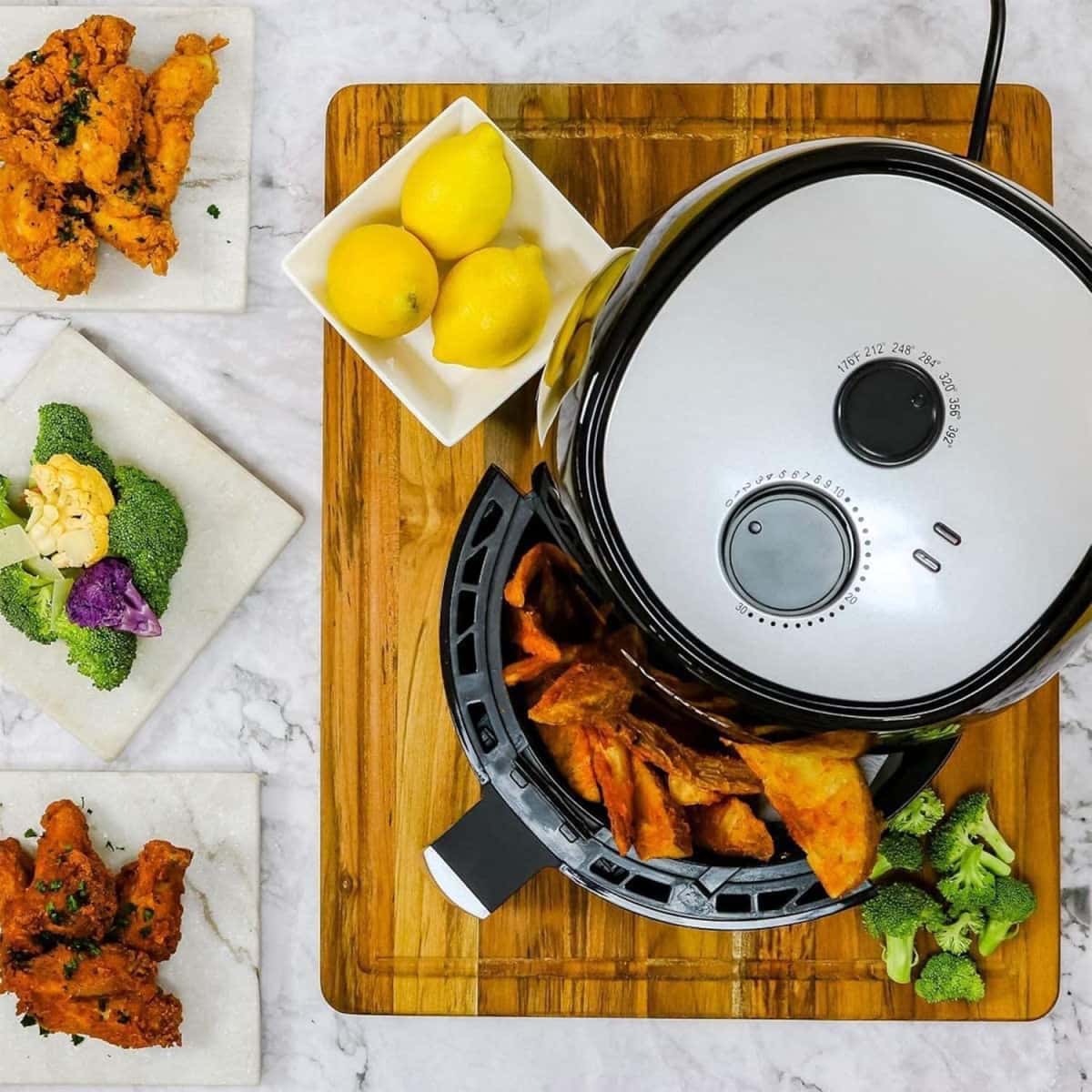 OVENTE Compact Air Fryer for Healthy and Oilless Cooking, 3.2 Qt Nonstick & Dishwasher Safe Basket, 1300W Electric Cooker w/ Adjustable Temperature Control, 30Min Timer & Auto Shutoff, Black FAM11320B
