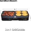 Hamilton Beach 3-in-1 Electric Indoor Grill + Griddle, 8-Serving, Reversible Nonstick Plates, 2 Cooking Zones with Adjustable Temperature (38546), Black