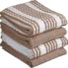 T-Fal Premium Kitchen Towel (4-Pack), 16"x26" Highly Absorbent, Super Soft Long Lasting 100% Cotton Solid/Check Hand Towels, Tea Towels, Sand