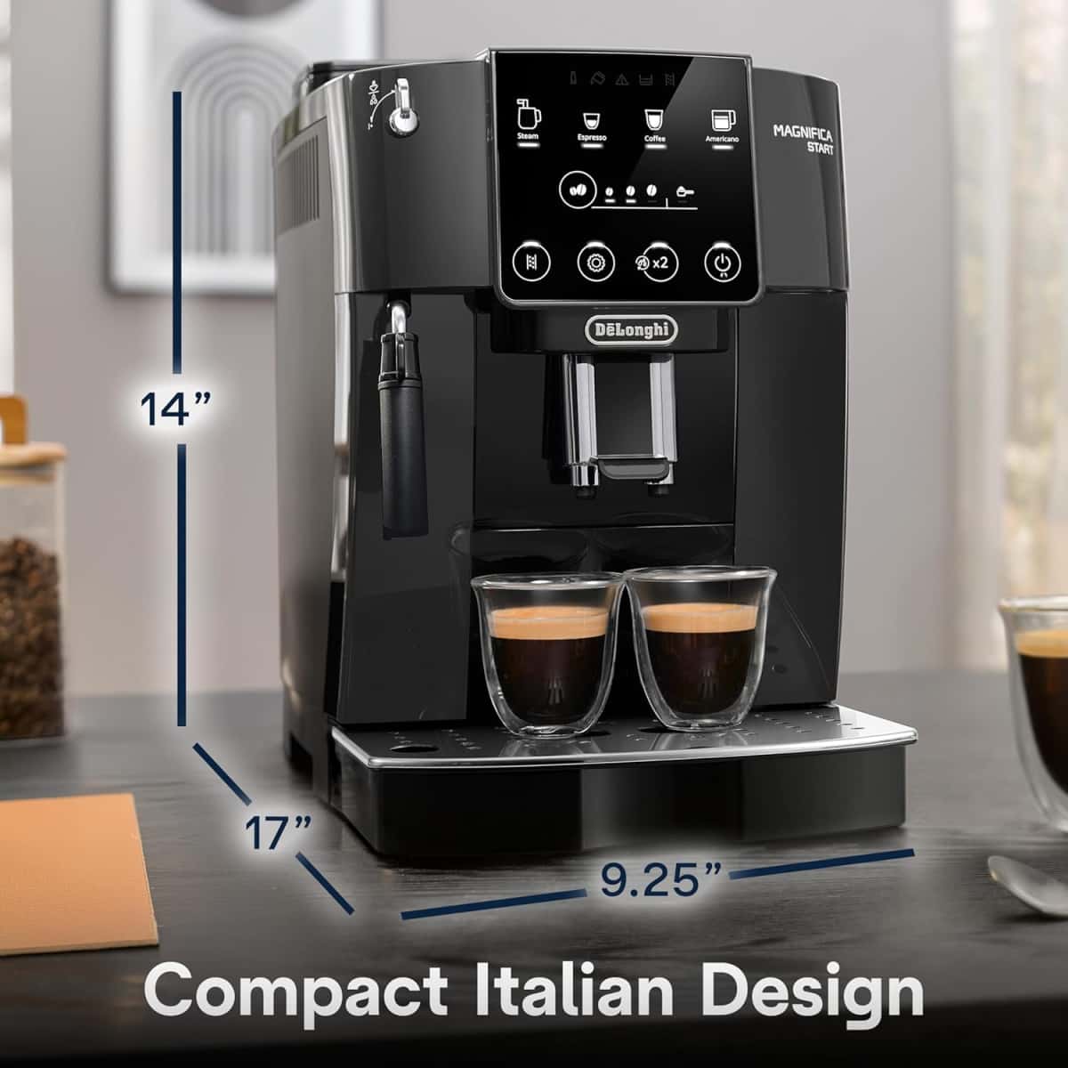 De'Longhi Magnifica Start Automatic Espresso Machine with Manual Milk Frother & Built in Grinder - 3 One-Touch Recipes, Easy-to-Clean, Home Barista Coffee Maker for Lattes, Cappuccino, Iced Coffee