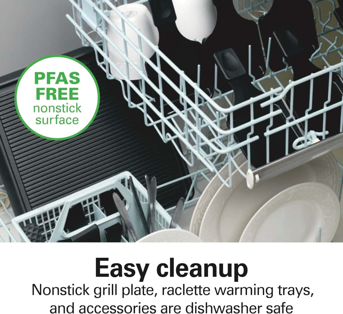 Hamilton Beach Electric Indoor Raclette Table Grill, 200 sq. in. PFAS-Free Nonstick Griddle Serves up to 8 People for Parties and Family Fun, Includes 8 Warming Trays, Black (31612MN-MX)