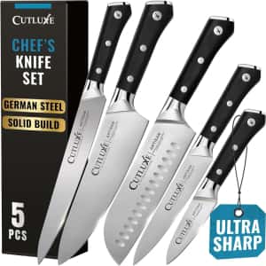 Cutluxe Kitchen Knives, 5 Pcs Chef's Knife Set – Razor Sharp German Steel, Full Tang, Ergonomic Handles – Artisan Series