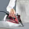 Rowenta Iron, Focus Excellence Stainless Steel Soleplate Steam Iron for Clothes, Retractable Cord, 400+ Microsteam Holes, Powerful steam, LED Display, 1750 W Ironing Clothes, Cordreel, Red DW5433