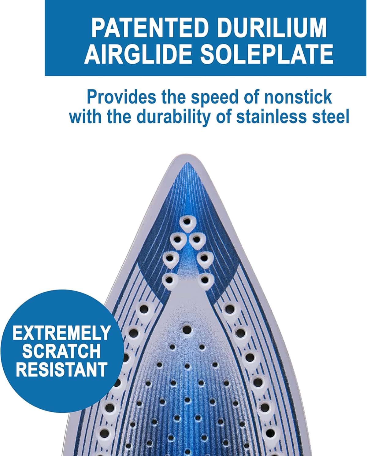 T-Fal Ultraglide Steam Iron for Clothes Durilium Soleplate, Precision Tip, Anti-Drip, Auto-Off 1800 Watts Ironing, Steaming FV5841U0