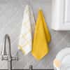 T-Fal Solid & Checked Parquet Kitchen Towels: Highly Absorbent, Super Soft Long Lasting - 100% Cotton, 16"x26" Dish Towels for Cleaning & Drying Dishes, Pans, Glassware, or Countertops, 2-Pack, Lemon