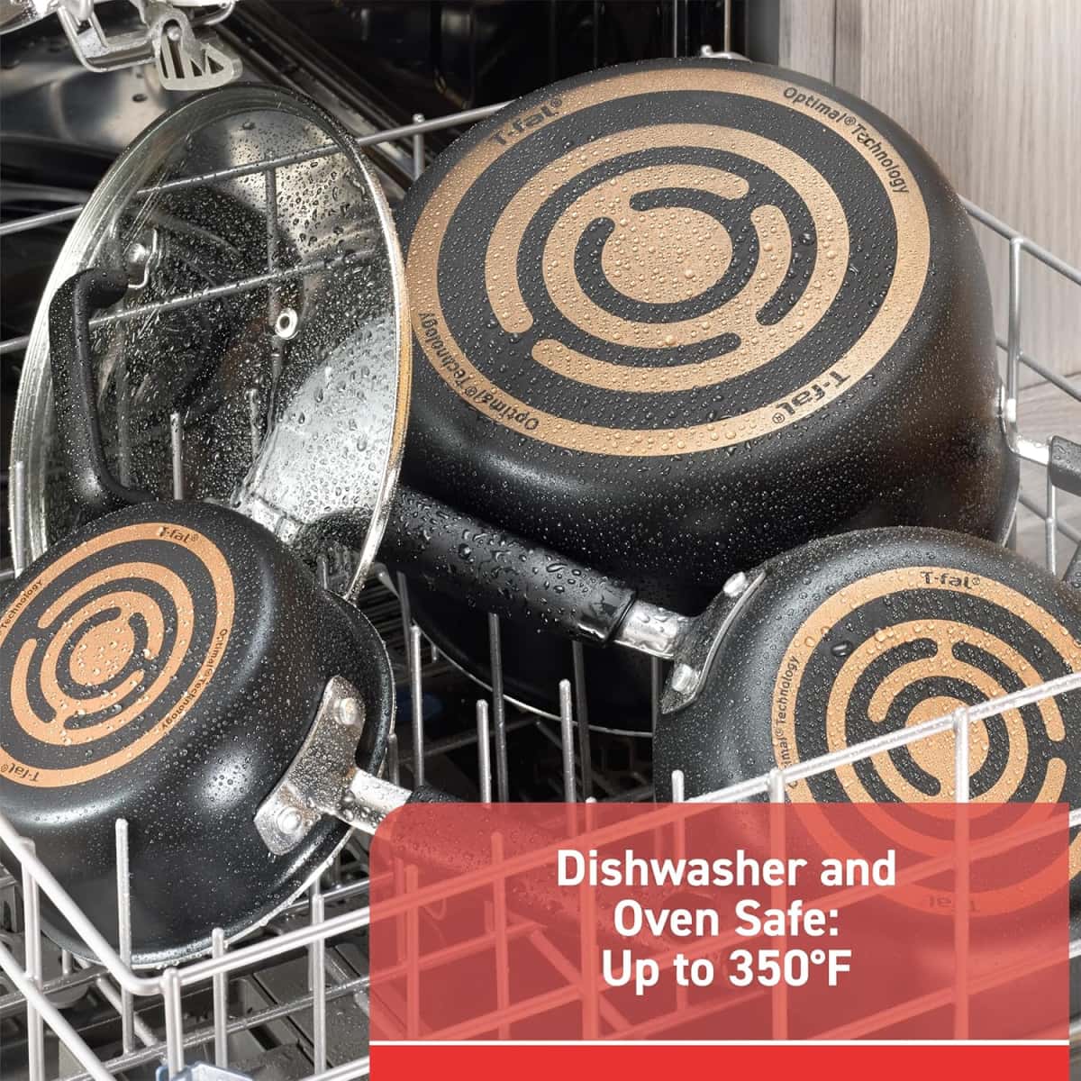 T-fal Signature Nonstick Cookware Set 12 Piece, Oven Broiler Safe 350F, Pots and Pans, Kitchen Cooking Set w/Fry Pans, Saucepans, Saute Pan, Dutch Oven, Griddle, Kitchen, Home, Dishwasher Safe, Black